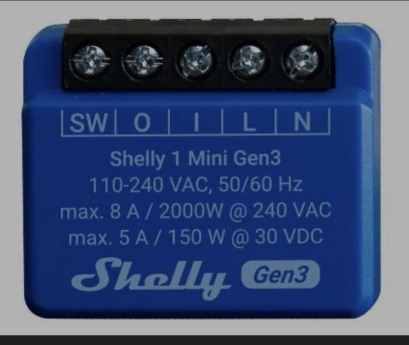 Releu SHELLY 1 MINI GEN3, Wi-Fi, Bluetooth, 1 canal (8A)