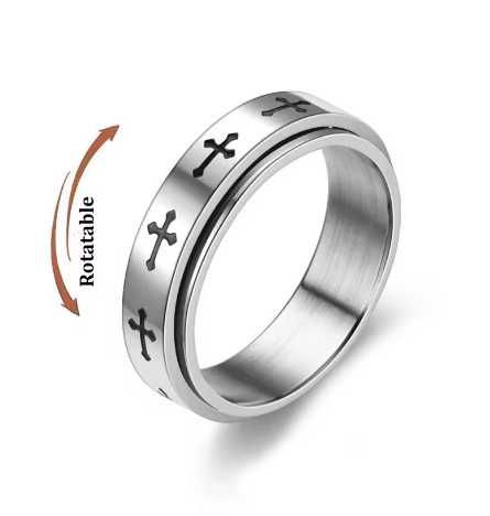 Spinner Fidget Ring 316L Неръждаема Стомана Антистресов Пръстен Въртящ Пръстен Анти-Стрес Въртящ се Механизъм Подвижна Халка с Въртене Около Основата