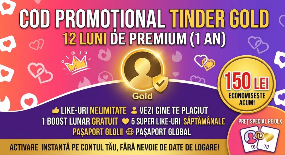 Voucher - cod acces premium GOLD aplicatie dating