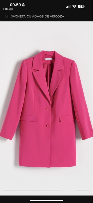 Palton sacou reserved roz imepcabil s