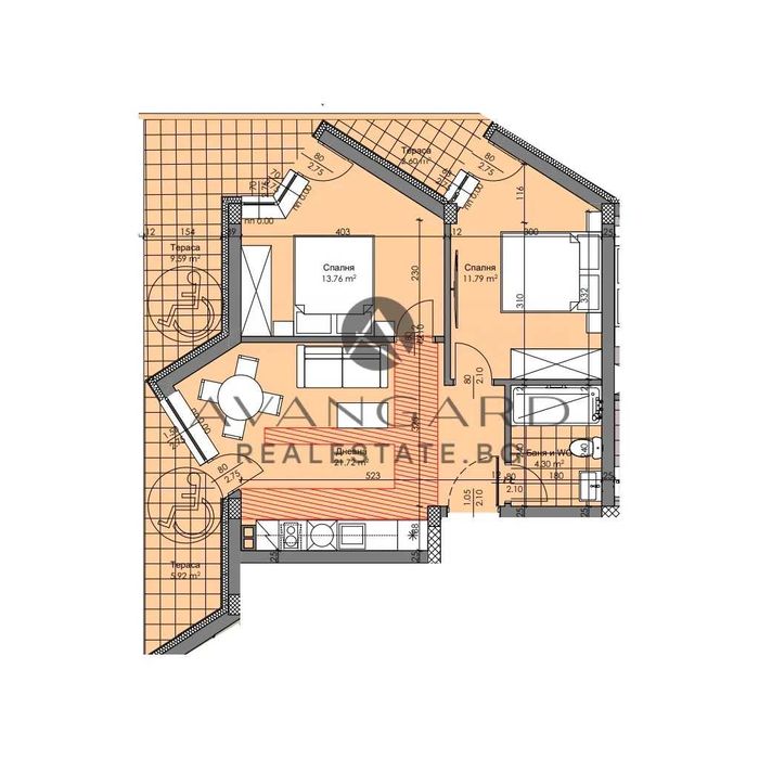 оф.24148 Тристаен нова сграда/ Смирненски