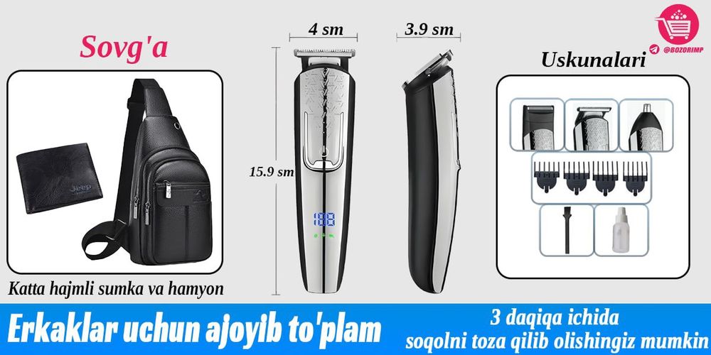 Koʻp funktsiyali erkaklar uchun elektron soqol olgich