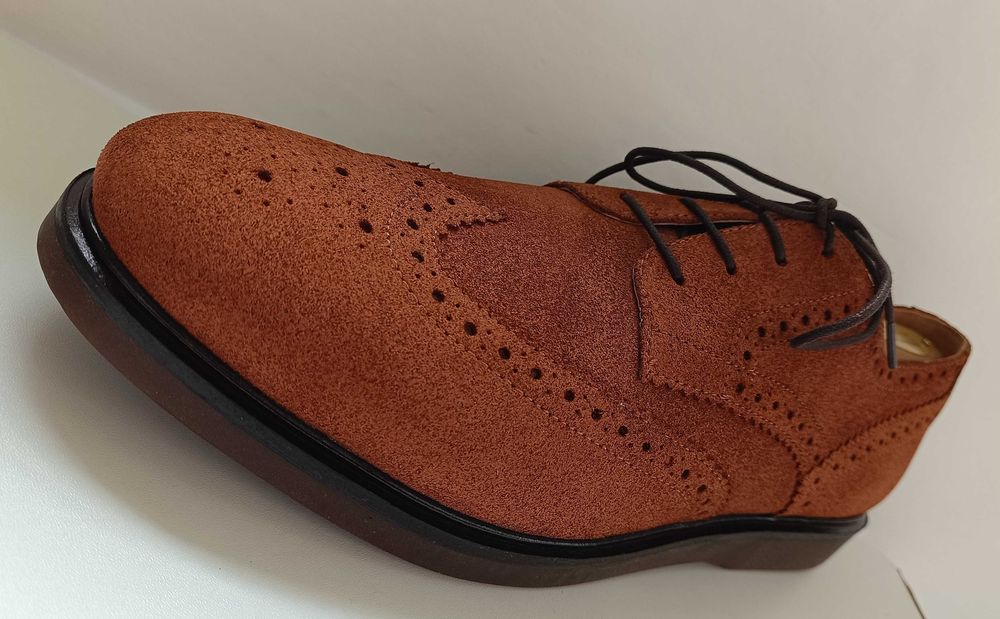 Pantofi derby 46 brogue premium Hudson London NOI piele naturala moale