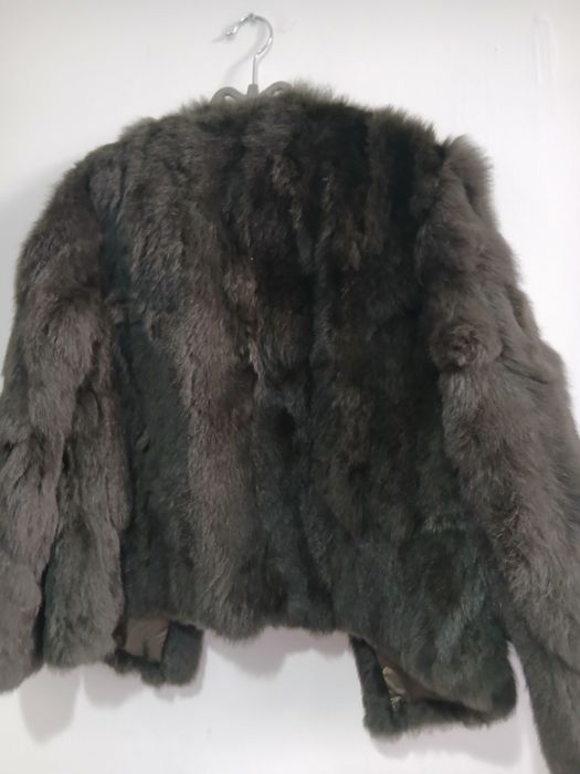 Scurta dama blana naturala iepure culoare verde negru marime M sau 40