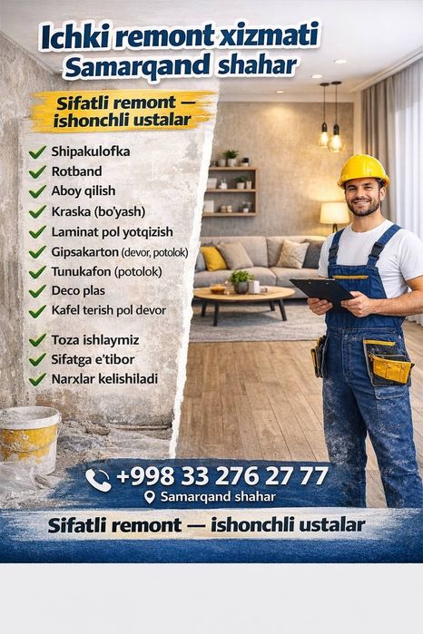 Gipsokardon plastik boyoq aboy kafel laminat 
rorban p