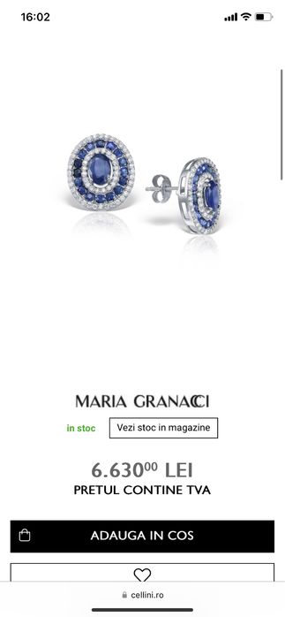 Cercei cu diamante si safire maria granacci cu garantie 1 an Cellini