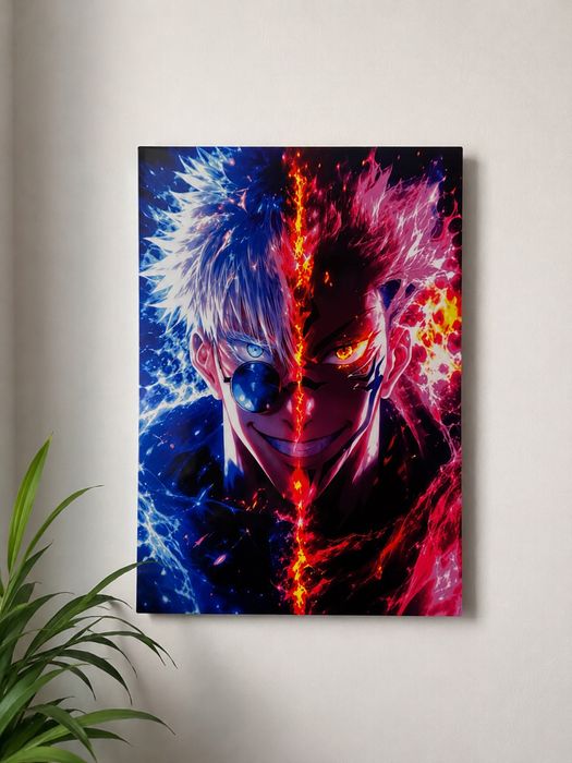 Метален аниме постер – Gojo x Sukuna | Premium Wall Art | 30×42 см