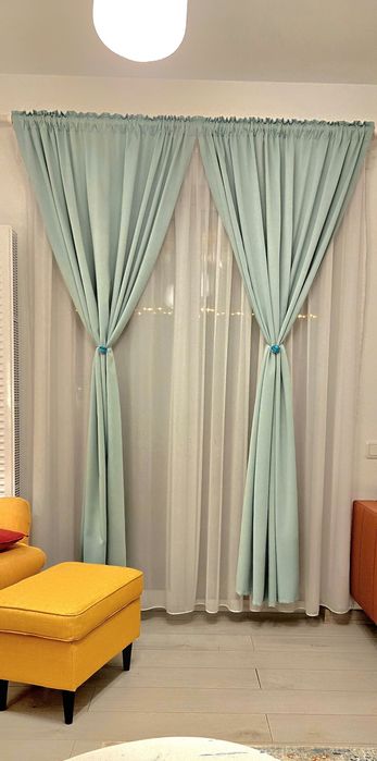 Draperii IKEA model MAJGUL semiopace turcoaz