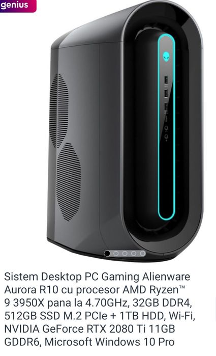 Desktop gaming Dell Alienware  Aurora R10, RTX2080ti, Ryzen 9, 3950x