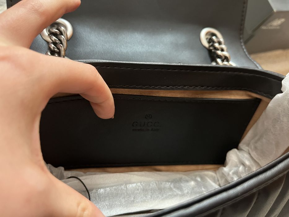 Черна кожена чанта Gucci