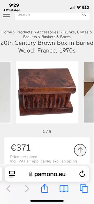 Кутия пъзел за бижута от спец. дърво Барлд Burled Wood  Франция 1970 г
