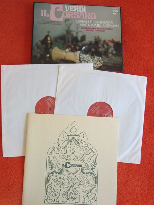 vinil Verdi Corsarul Montserrat Caballe,Carreras,Norman,Gardelli ‎1976