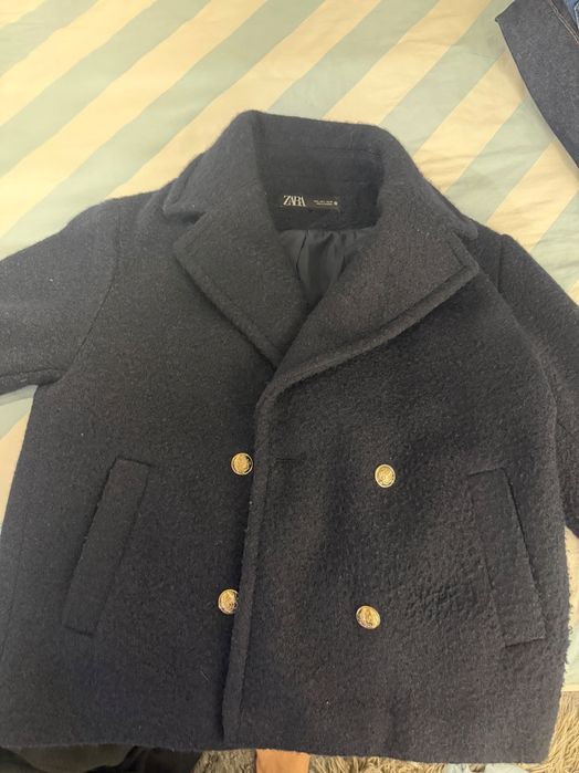 Късо палто ZARA тъмно синьо