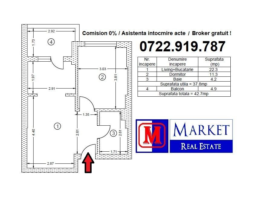 Apartament 2 camere (tip studio) - Metrou Berceni