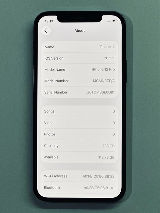 iPhone 12 Pro Blue 91% battery