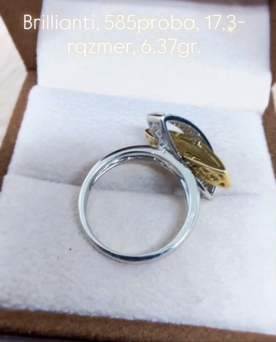 Elegantniy koltso s brilliantami 6,37gr 585proba, 17,3-razmer.