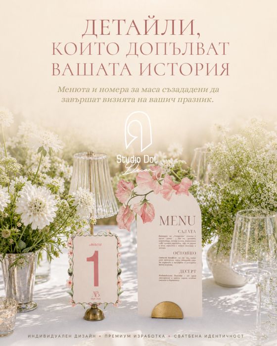 Меню и тейбъл картички за всеки повод-сватба, кръщение, рожден ден