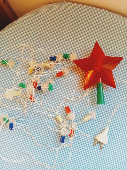 Instalație veche pom de Crăciun , de iarna, de colecție, Functionala