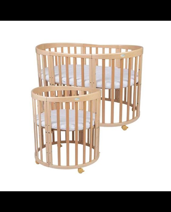 Розова Принцеса дървена кошара за бебе 7в1 Овал, Детско легло 0-10