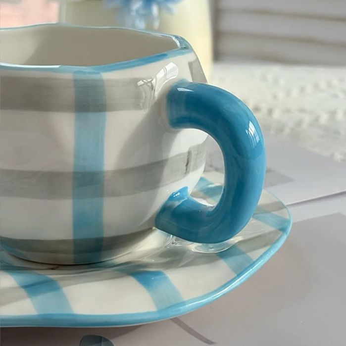 Vand set cană cu farfurie retro 250 ml