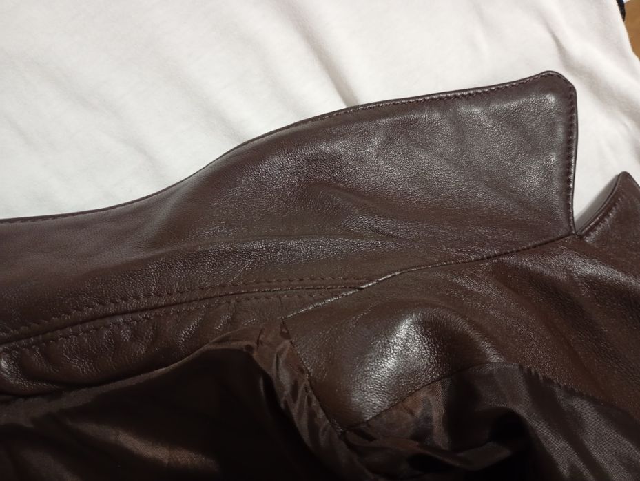 Sacou piele bărbați maro, din miel, mărimea 56 România, Primăvară-Toam