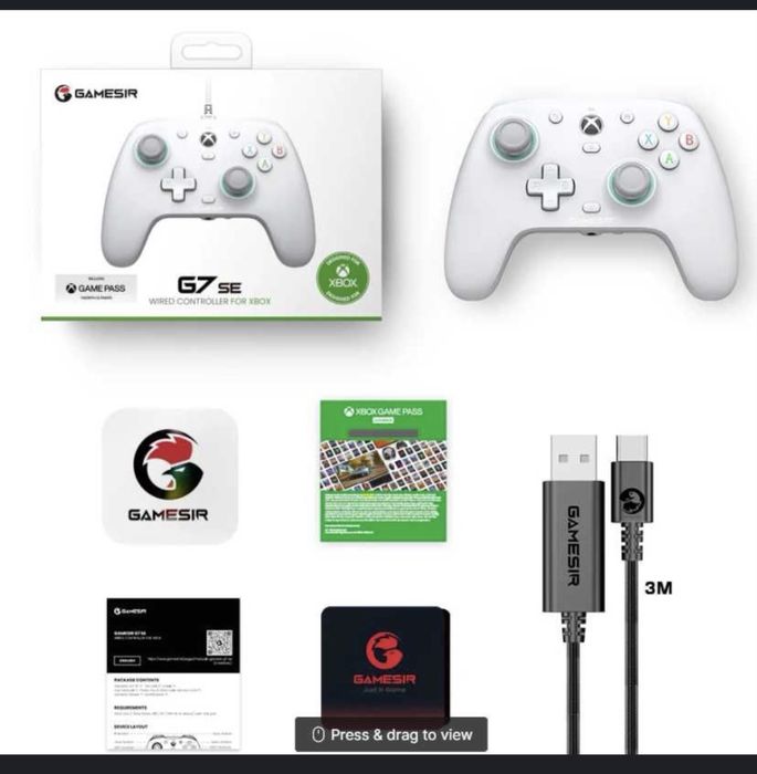 Controller Gamesir cu fir pentru Xbox PC G7 SE Alb GAMEPASS