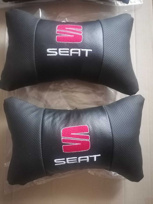 Високо качество черни кожени възглавници с надпис емблема