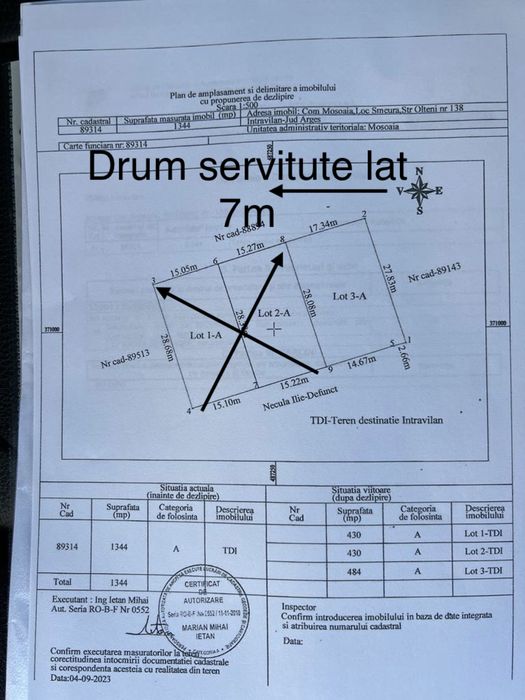 Teren intravilan strada Olteni nr 138 platou Trivale