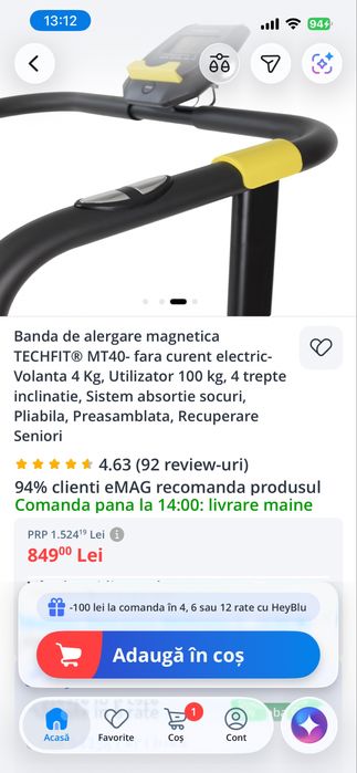 Banda de alergare magnetica - Techfit  MT -40