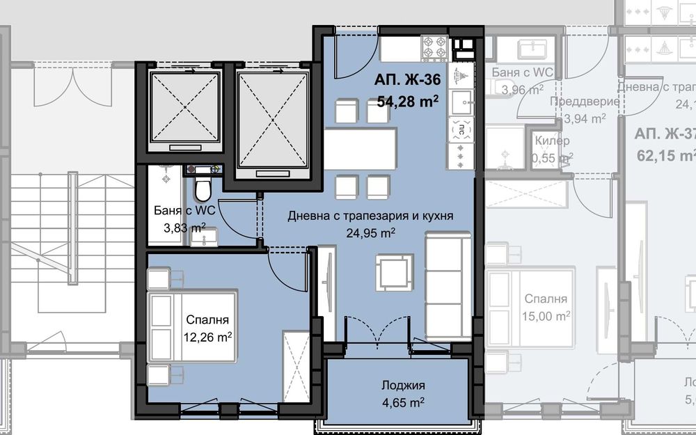 Двустаен апартамент НОВА СГРАДА - кв. Смирненски