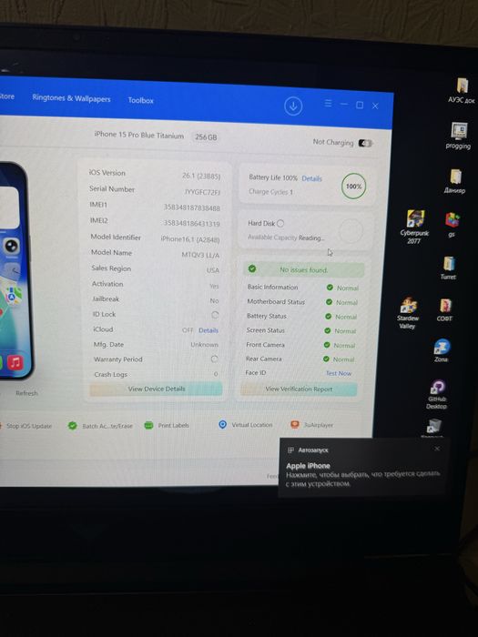 iPhone 15 Pro 256GB.100%.В Идеале! 10/10.
