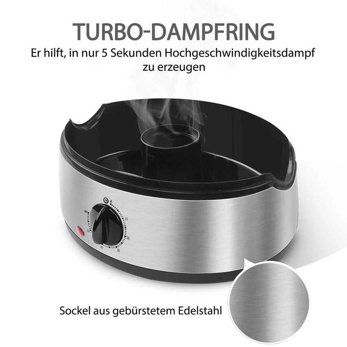 Aigostar steamer cu timer, 9L, 3 nivele, 800W, inox, argintiu-negru