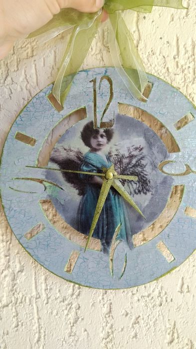 Стенен винтидж  часовник- ръчно изработен