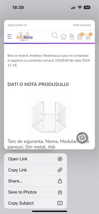 Tarc de joaca bebe Nou!