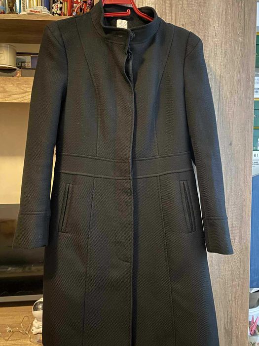 Черно елегантно дамско женско палто размер М