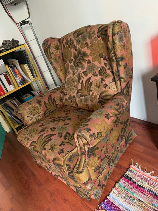 fotoliu vintage stofa lana