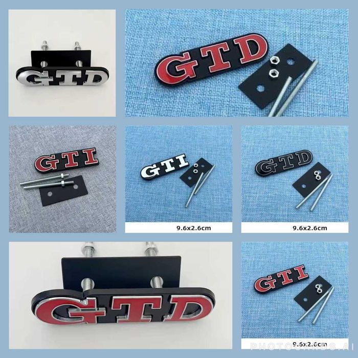 Emblema Metalica GTI GTD + Suport pentru Grila Bara Fata VW Volkswagen