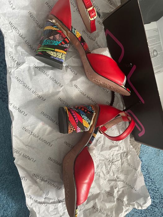 sandale rosii elegante Flavia Passini, din piele, marimea 37