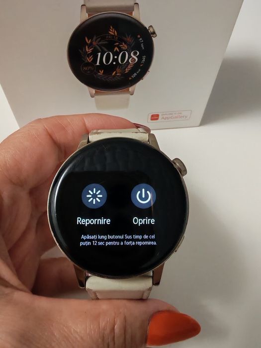 Huawei Watch GT 3, 42 mm, damă, auriu, cu curea din piele