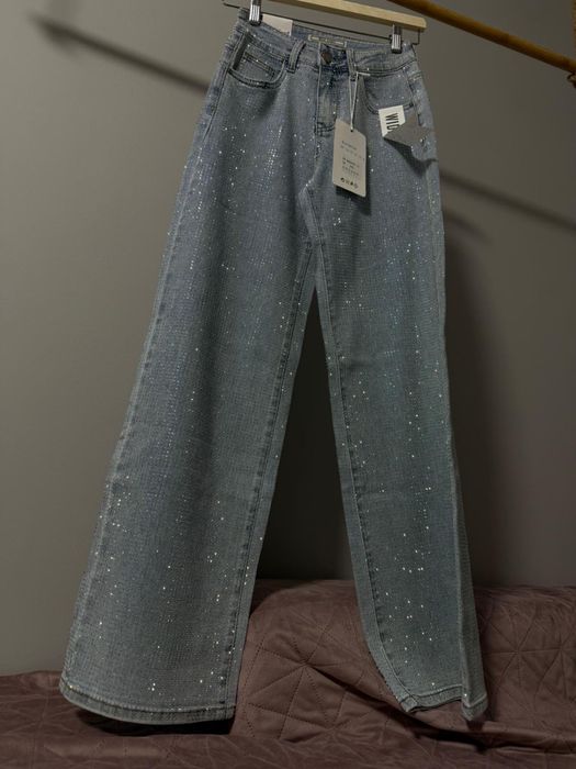 Blugi largi pietricele - model larg, talie înaltă - calitate premium