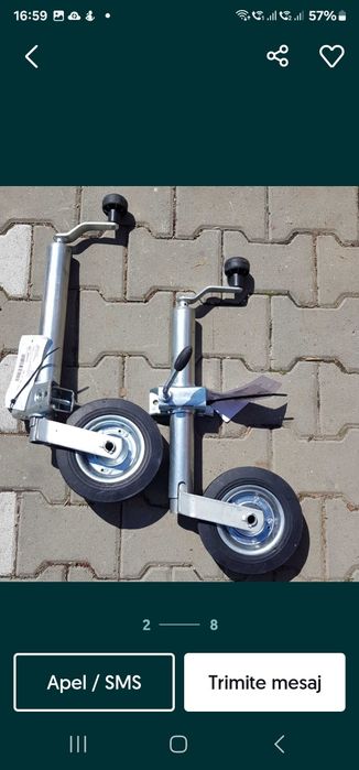 Roata de sprijin pentru remorci si rulote.
Distanta de la sol la centr