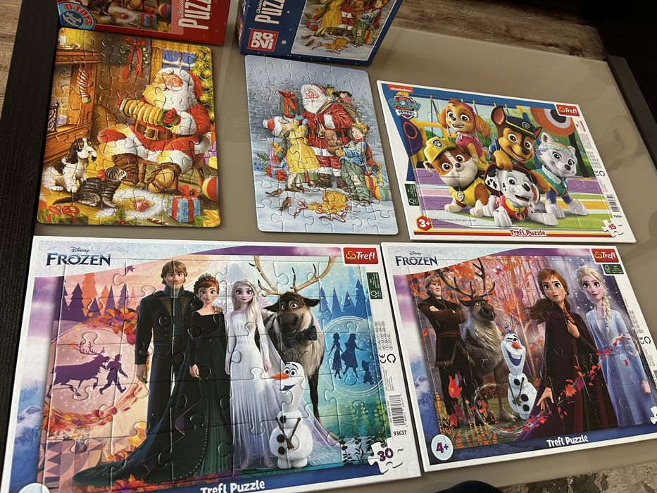 Set 5 puzzle copii (Frozen, Paw Patrol, Craciun) – 40 lei