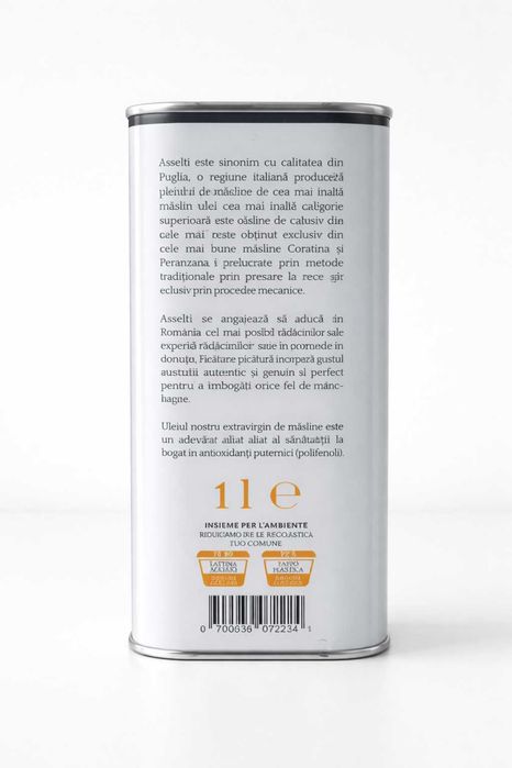 Ulei de masline extravirgin , din prima presare la rece a maslinelor, Fara pesticide, Gust fructat mediu