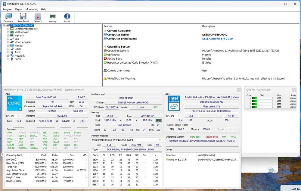 PC DELL OptiPlex 7010 SFF,i3-13100 3.4GHz,16GB RAM,256GB SSD,UHD 730
