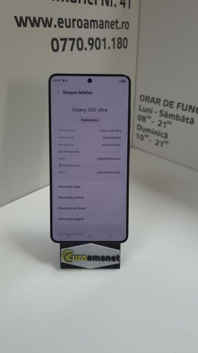 Telefon mobil Samsung Galaxy S26 Ultra, Dual SIM, 12GB RAM, -P-