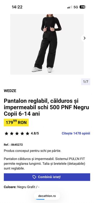 Pantalon ski copii Decathlon