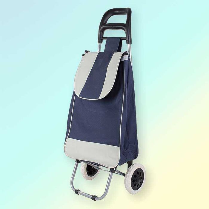 Пазарска чанта количка на колелца синя