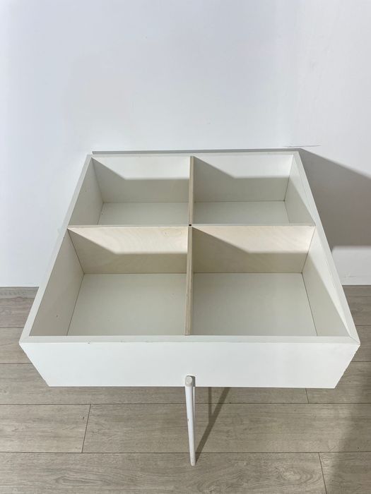 2 Buc. Stand Lemn cu Picior Metalic; Dulap Depozitare; Cutie cu Suport