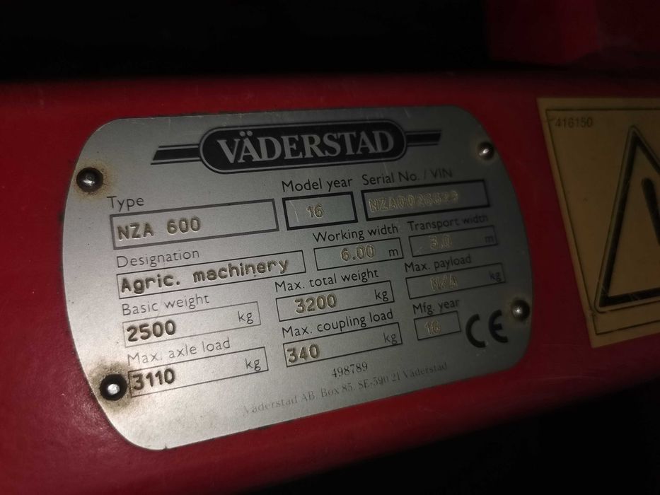 disc Vaderstad Carrier 620 , NZ600  scarificator posibilitate rate