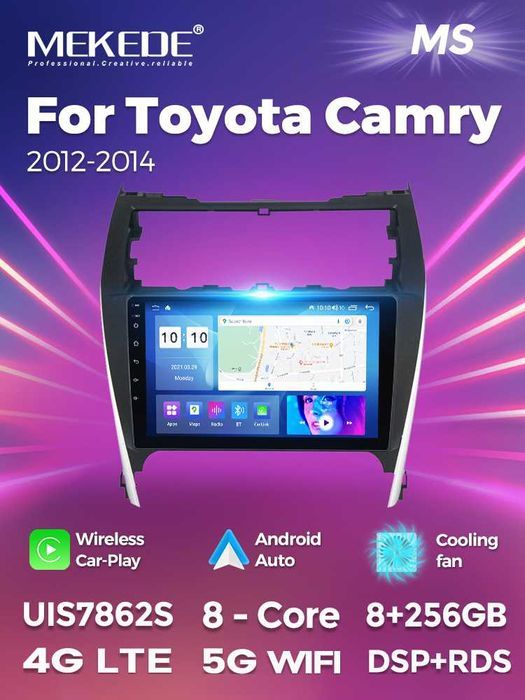 Navigatie Android 14 TOYOTA CAMRY 2012 - 2014  1/8 Gb CarPlay + CAMERA